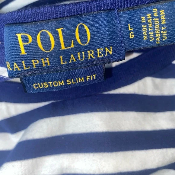 Polo Ralph Lauren Custom Slim Fit Stripe Top in Navy and White L - Picture 10 of 12